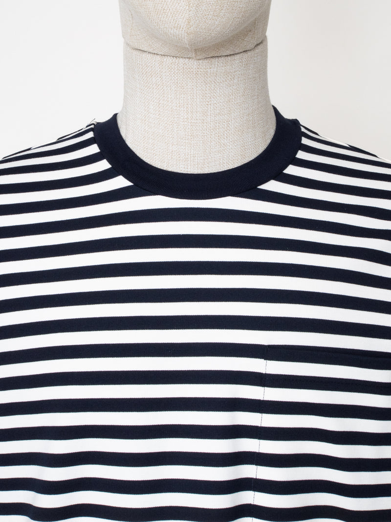 BEY ÇİZGİLİ CEPLİ UZUN KOL T-SHIRT