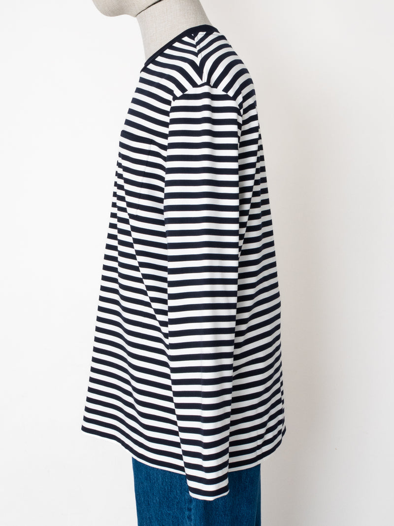 BEY ÇİZGİLİ CEPLİ UZUN KOL T-SHIRT