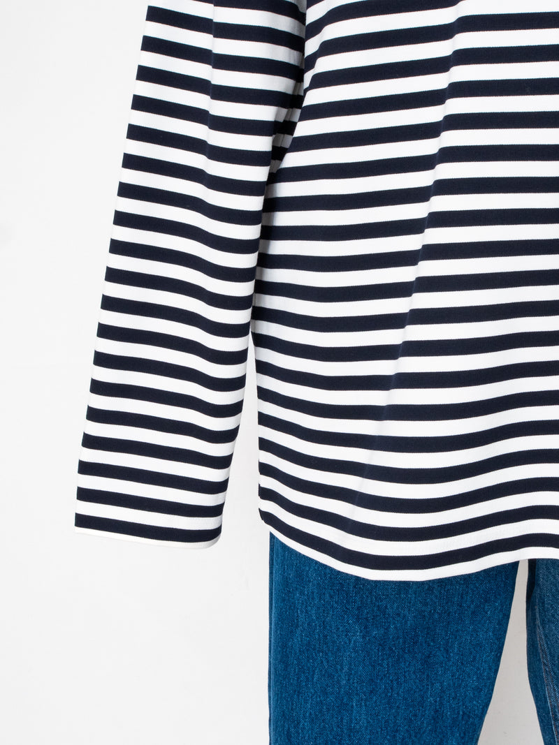 BEY ÇİZGİLİ CEPLİ UZUN KOL T-SHIRT