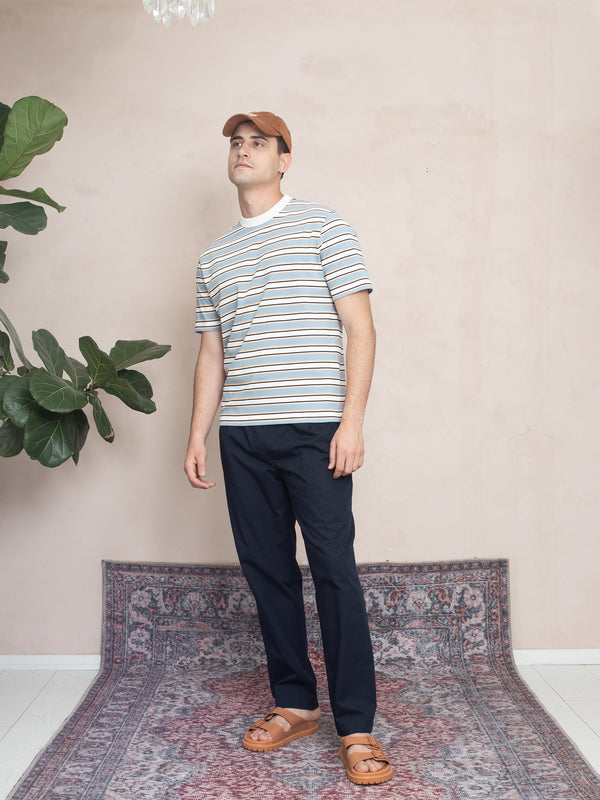 RİBANALI YAKA ÇİZGİLİ T-SHIRT
