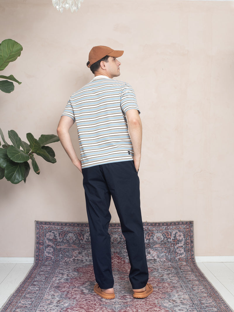 RİBANALI YAKA ÇİZGİLİ T-SHIRT