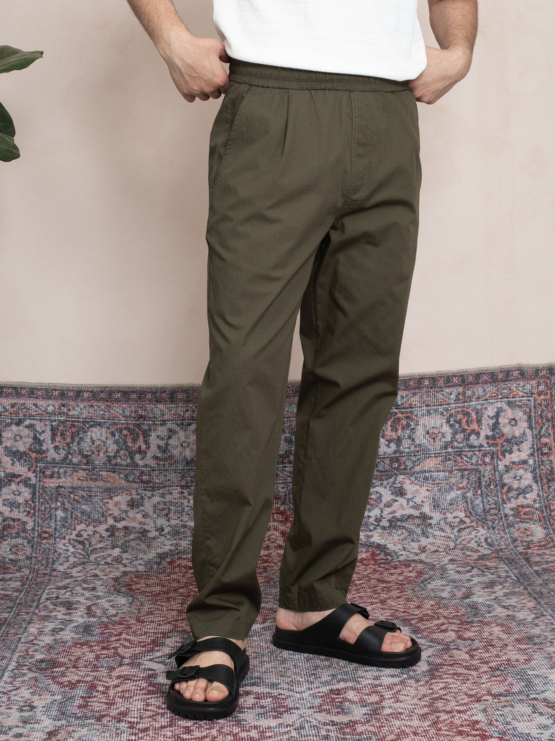 BEY PİLELİ POPLİN PANTOLON HAKİ