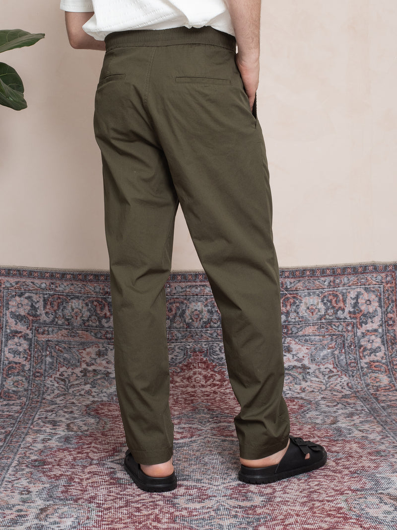 BEY PİLELİ POPLİN PANTOLON HAKİ