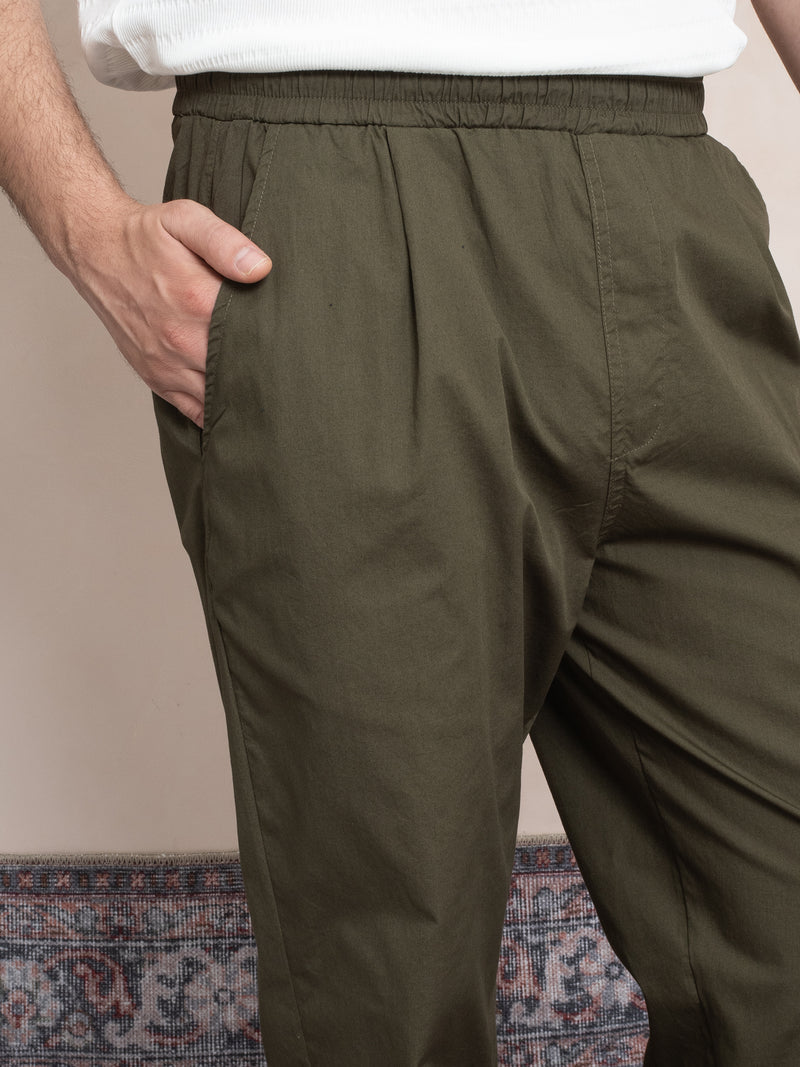 BEY PİLELİ POPLİN PANTOLON HAKİ