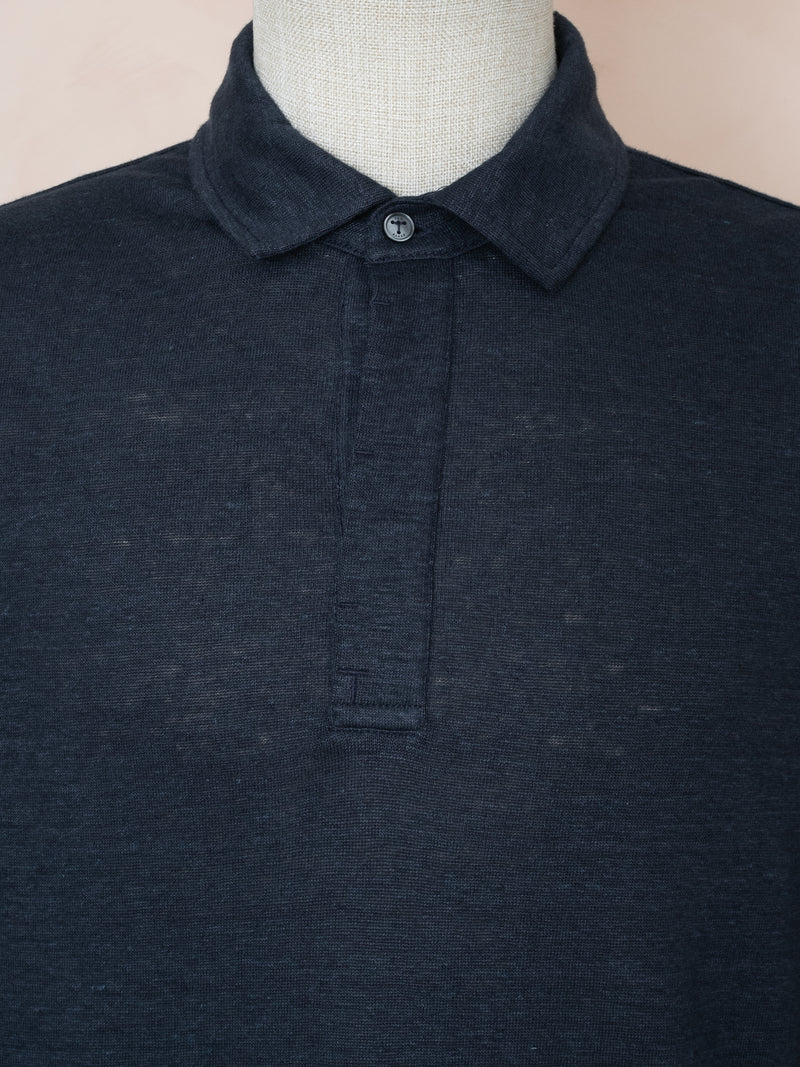 Uzun Kollu Keten T-shirt Lacivert