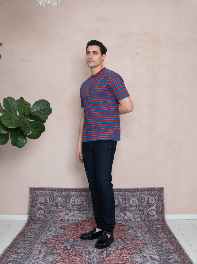 RİBANALI YAKA ÇİZGİLİ T-SHIRT