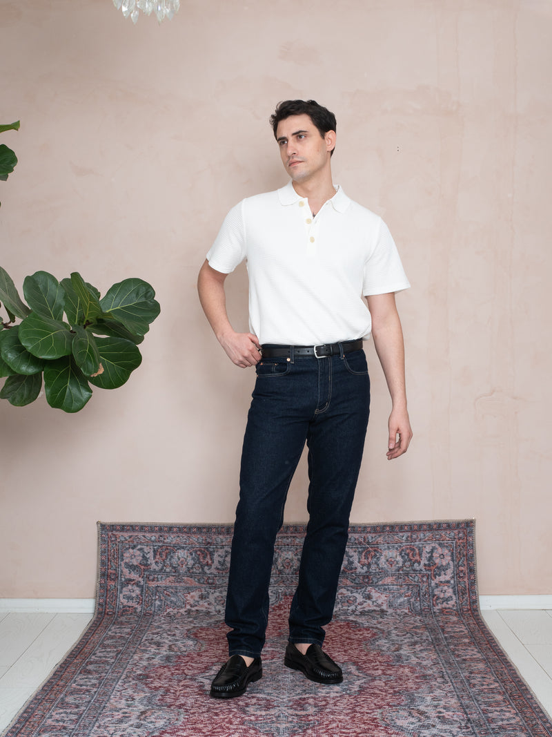 RİBANALI POLO YAKA ÖRME T-SHIRT