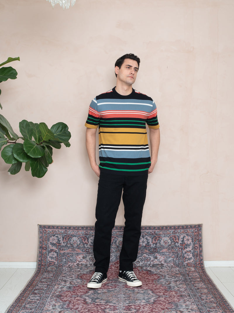RİBANALI YAKA ÇİZGİLİ T-SHIRT