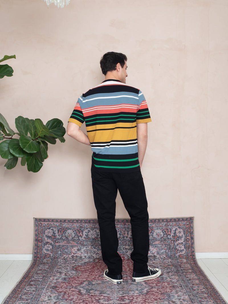 RİBANALI YAKA ÇİZGİLİ T-SHIRT