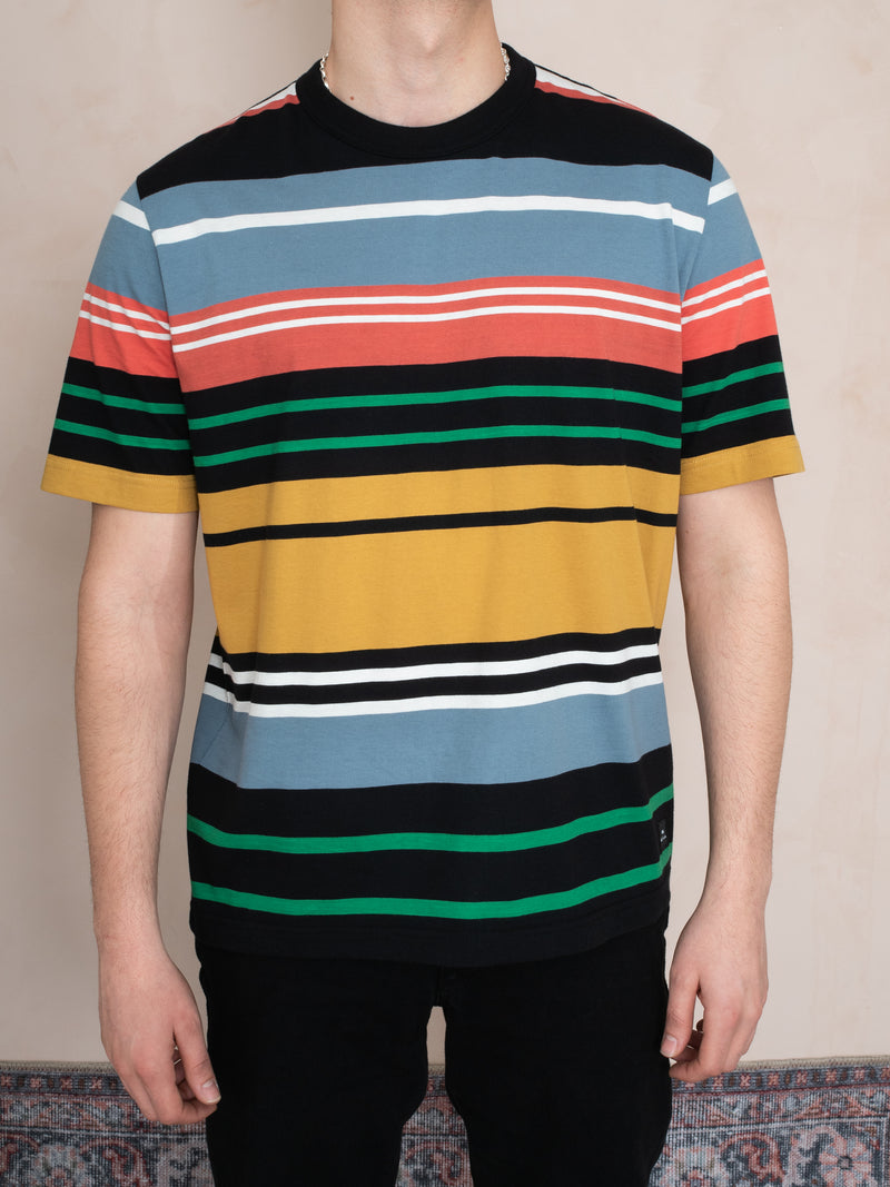 RİBANALI YAKA ÇİZGİLİ T-SHIRT